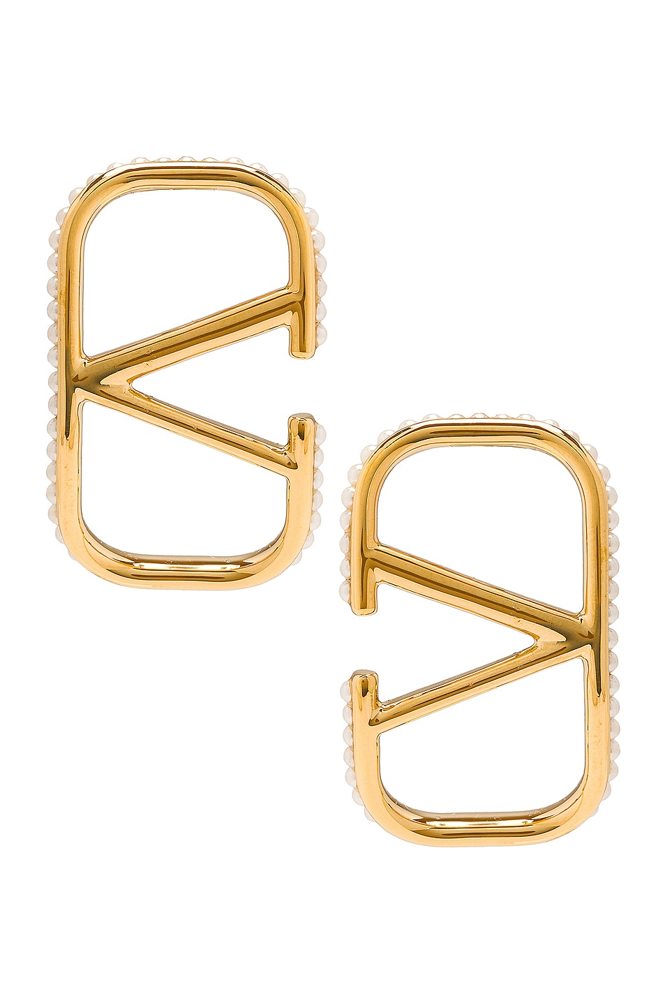 Image 1 of Valentino Garavani VLogo Earrings in Oro & Cream