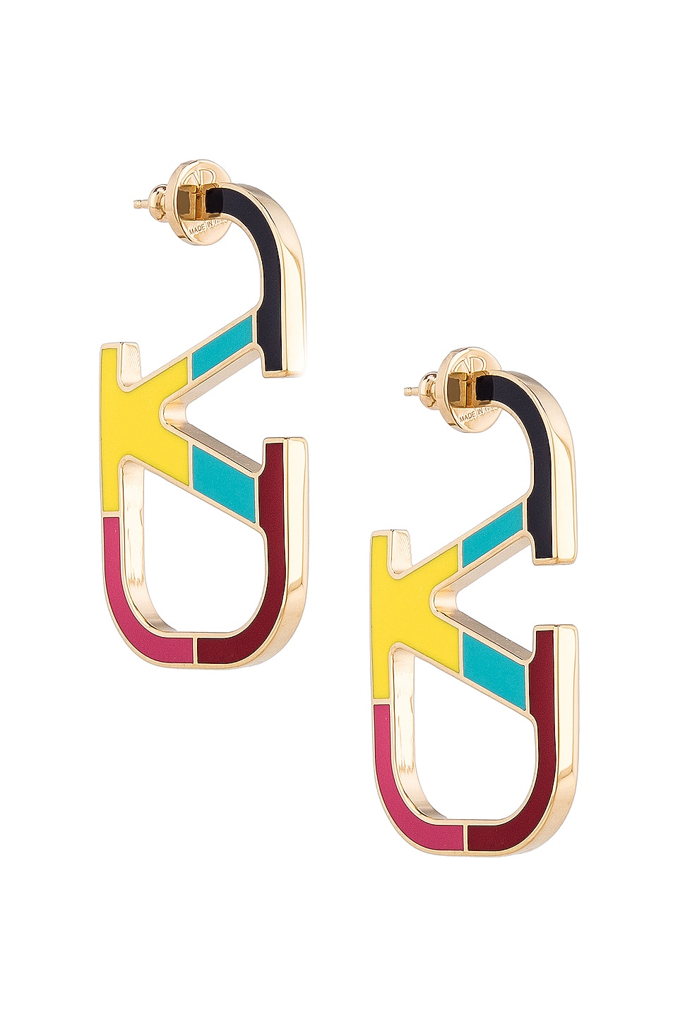 Image 1 of Valentino Garavani Vlogo Signature Earrings in Oro & Multicolor