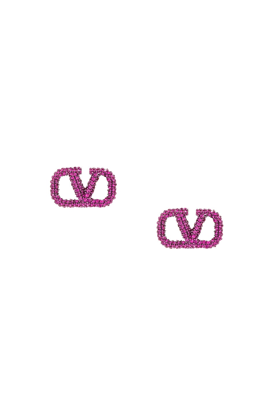 Image 1 of Valentino Garavani V Logo Earrings in Pink & Fuxia
