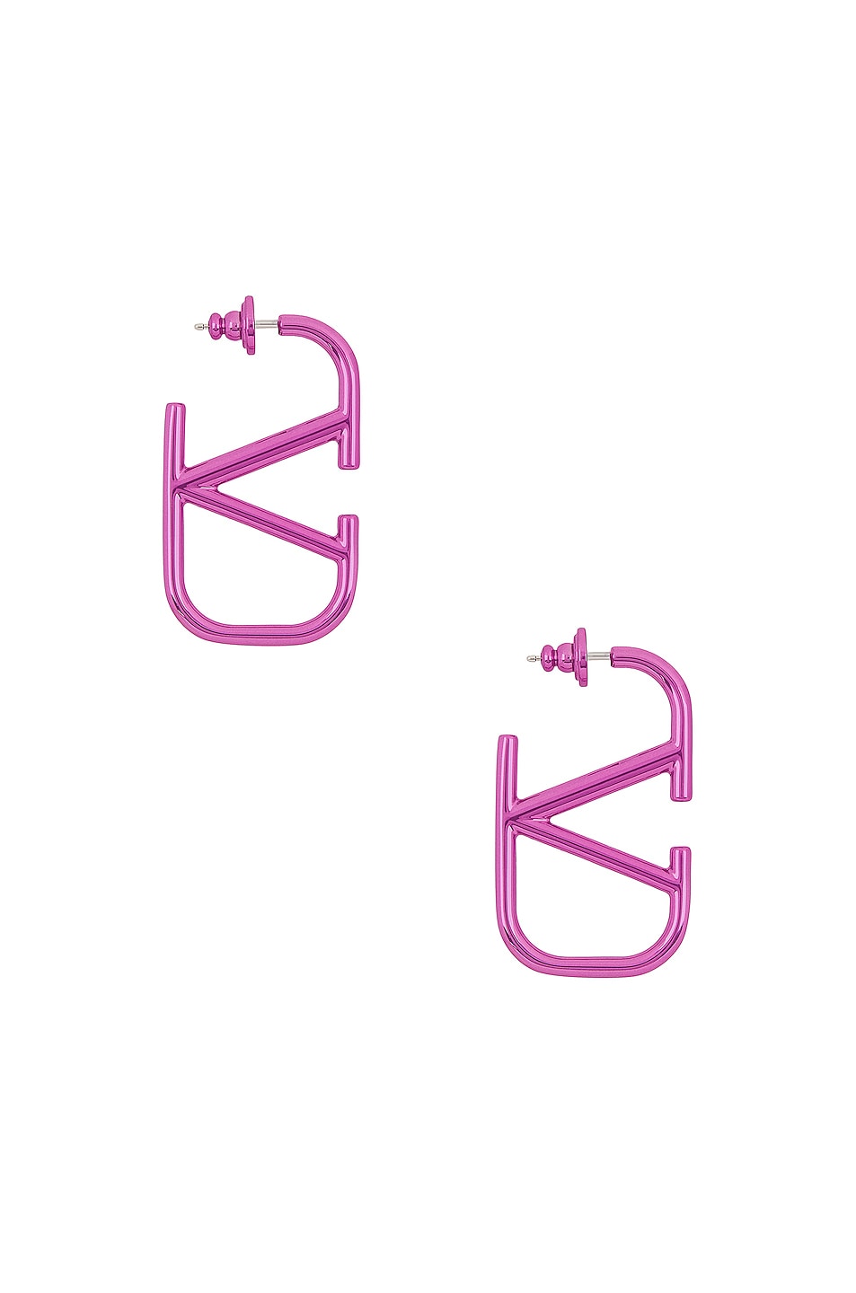 Valentino Garavani V Logo Hoop Earrings in Pink FWRD