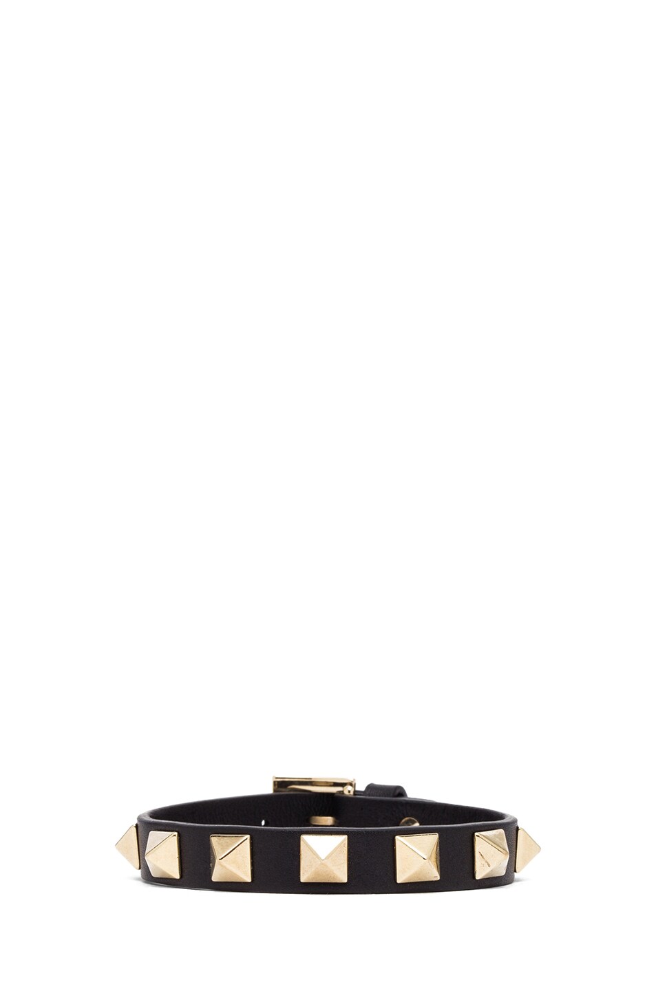 Image 1 of Valentino Garavani Small Rockstud Calfskin Bracelet in Black