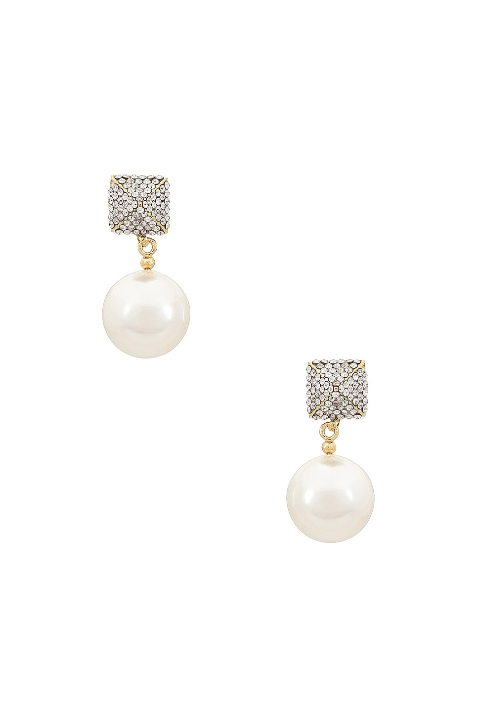 Image 1 of Valentino Garavani Perla Earrings in Oro, Cream, & Crystal Silver Shade