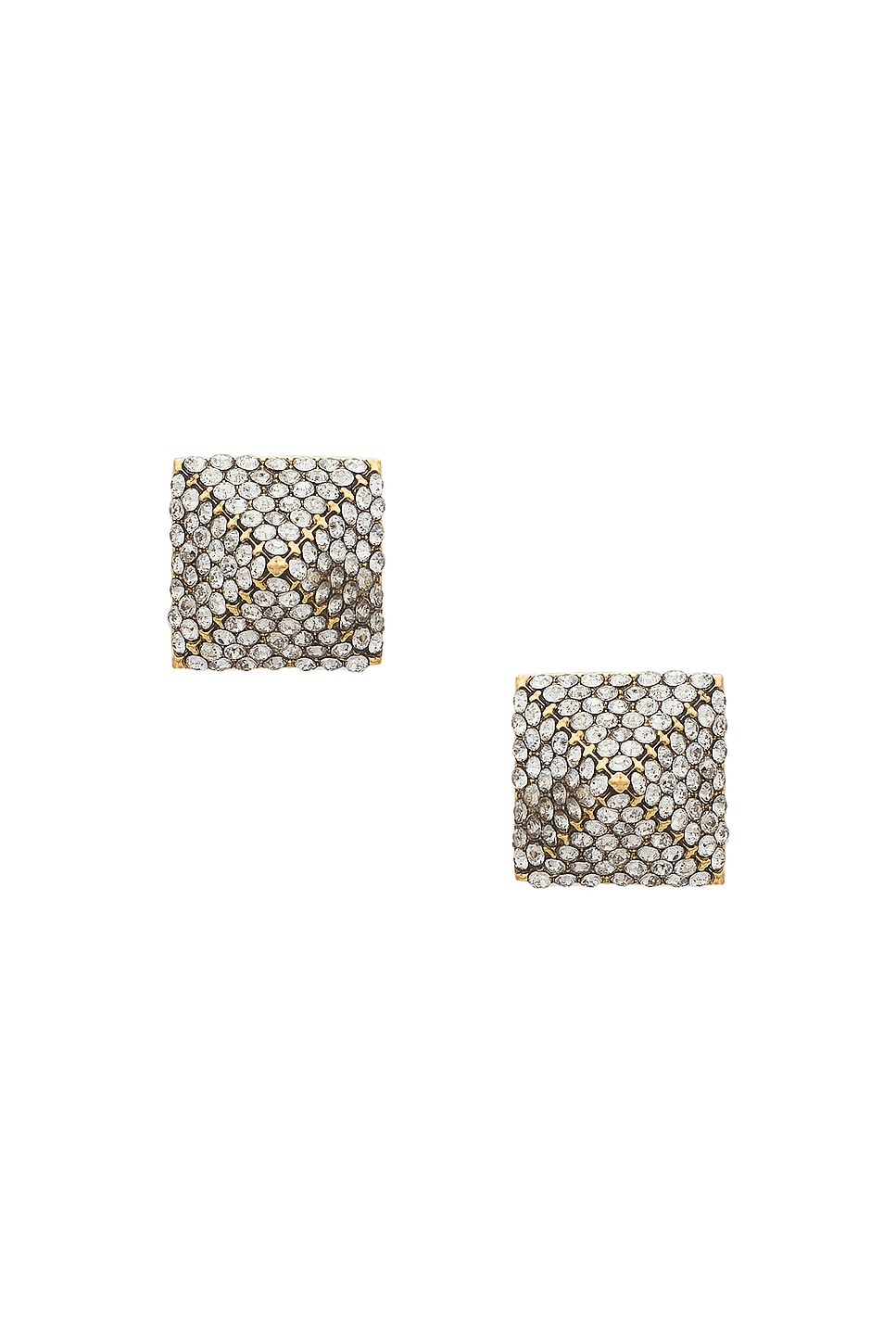 Image 1 of Valentino Garavani Rockstud Earrings in Oro & Crystal Silver Shade