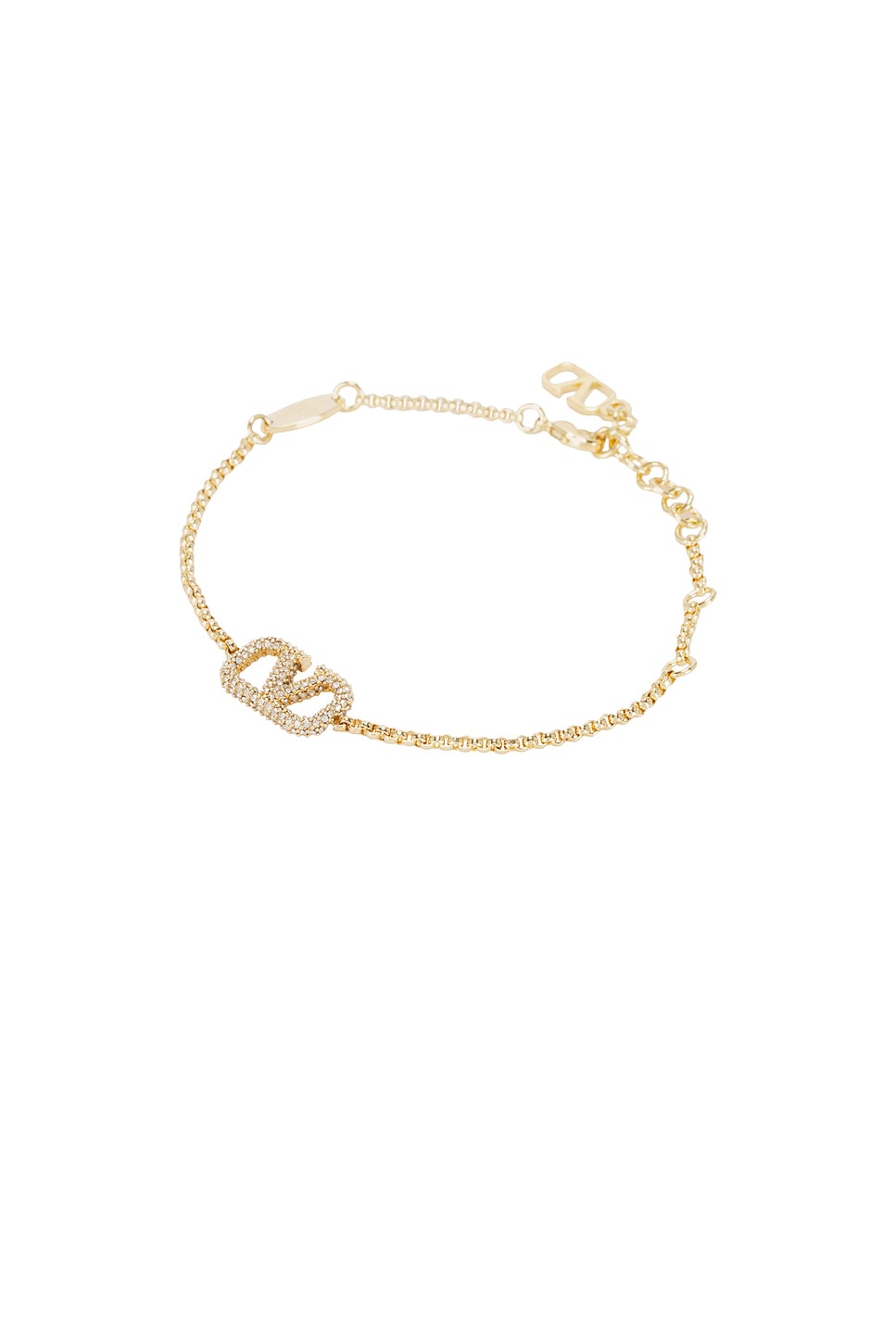 Shop Valentino V Logo Signature Bracelet In Oro & Crystal Silver Shade