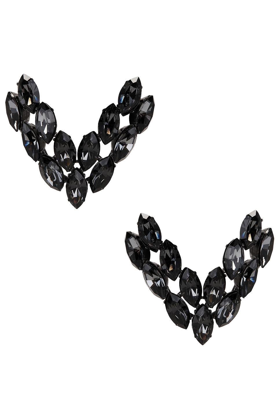 Valentino Garavani V Detail Earrings In Black Ruthenium & Crystal Silver Night