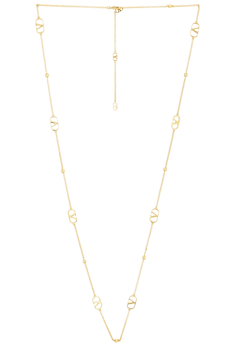 V Logo Signature Necklace in Metallic Gold