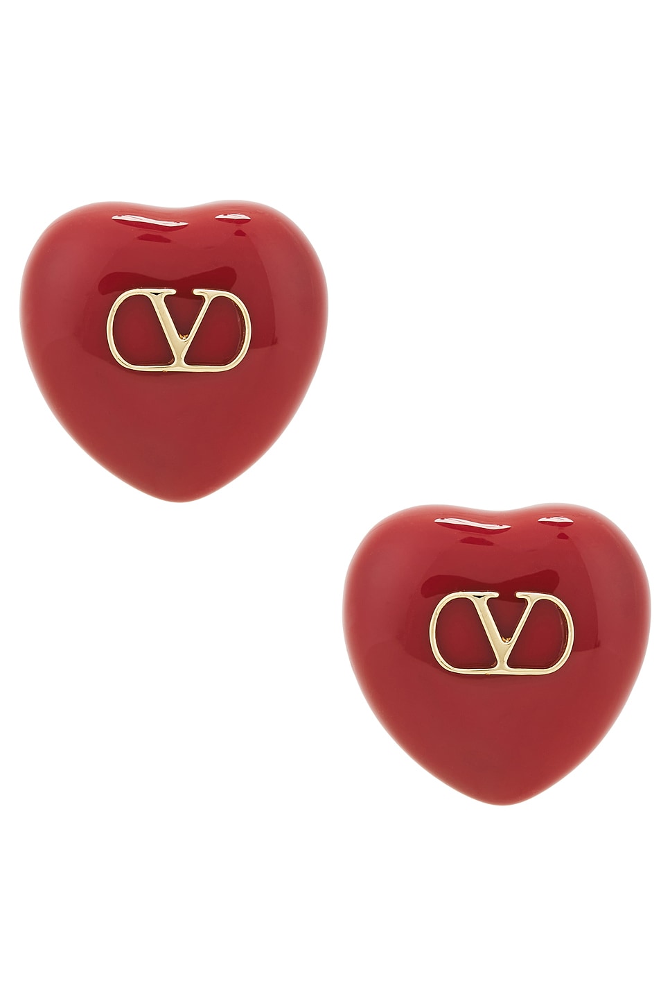 Image 1 of Valentino Garavani Cuore Earrings in Oro & Rosso