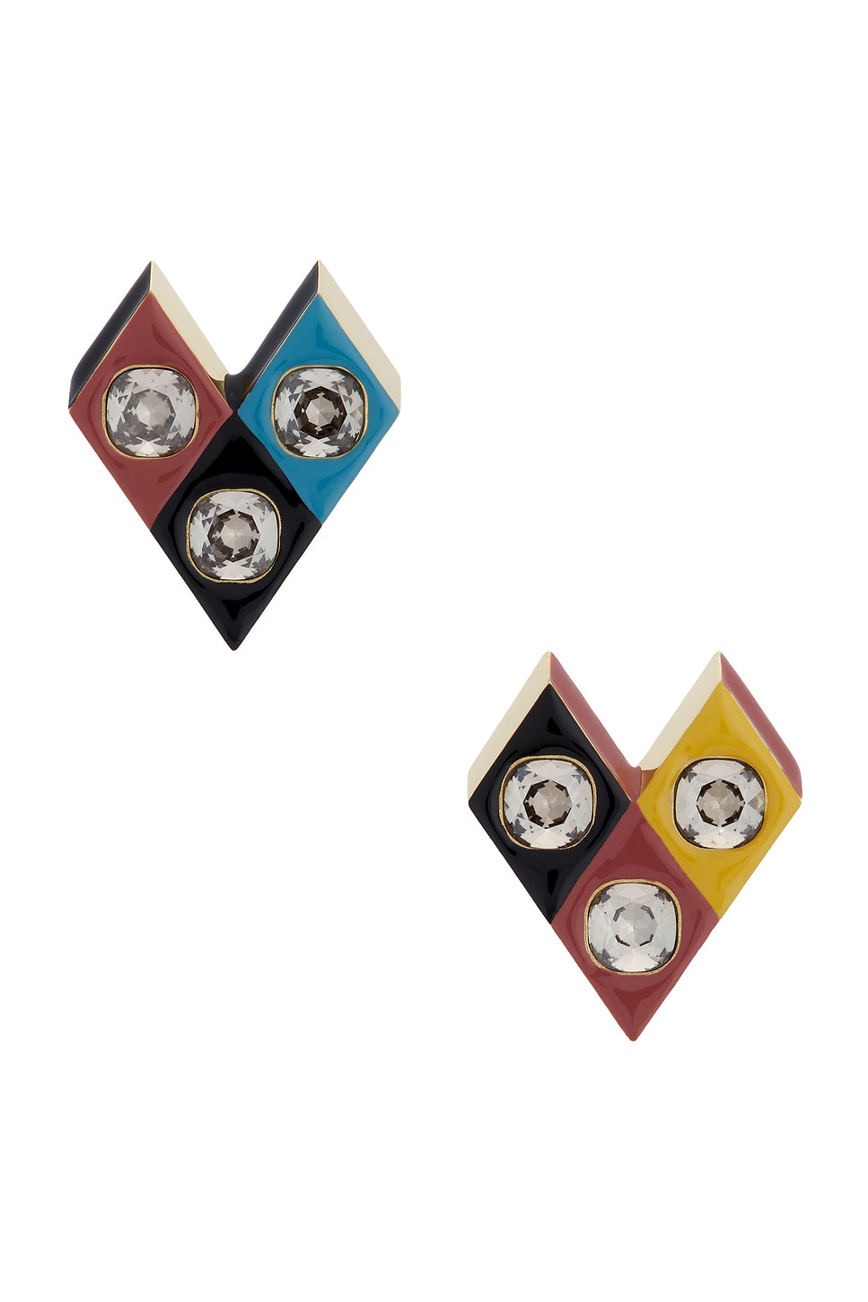 Image 1 of Valentino Garavani Losangettes Earrings in Oro, Terra, Nero, Turchese, & Giallo
