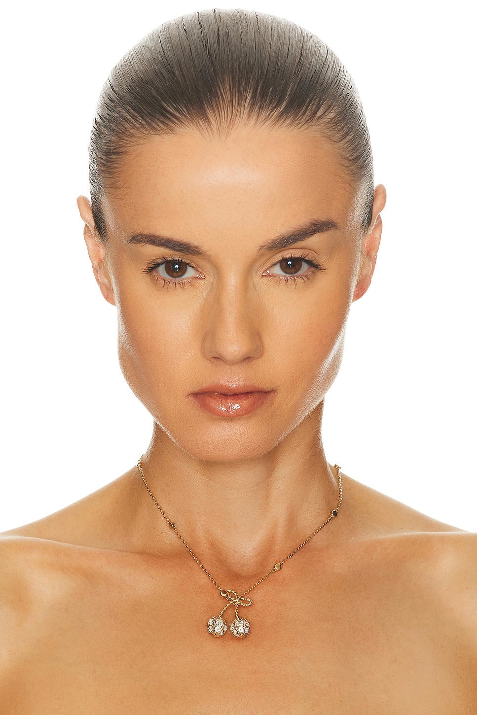 Valentino Cherrifyc Metal Necklace With Swarovski Crystals In Gold