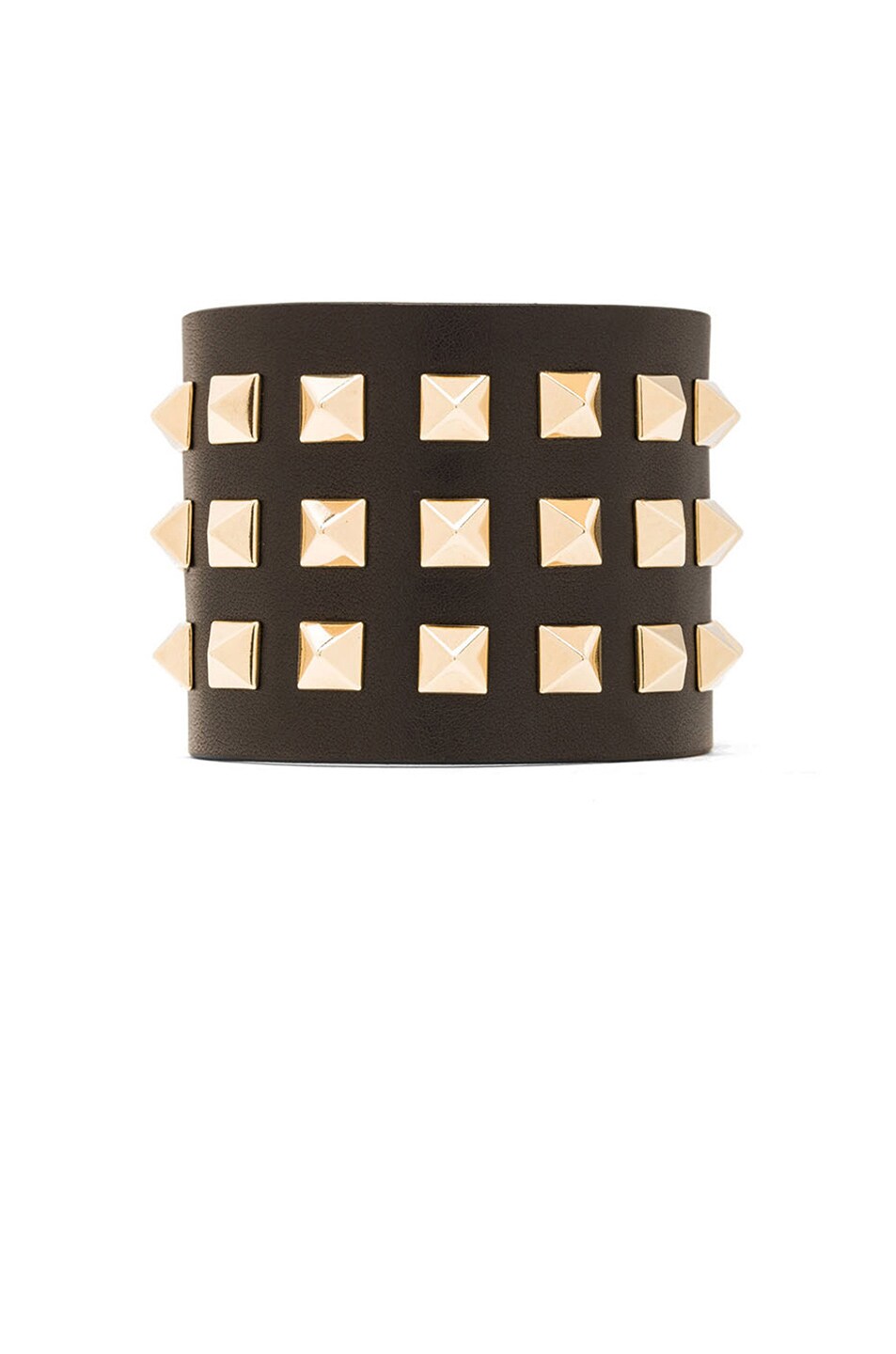 Image 1 of Valentino Garavani Large Rockstud Calfskin Bracelet in Black