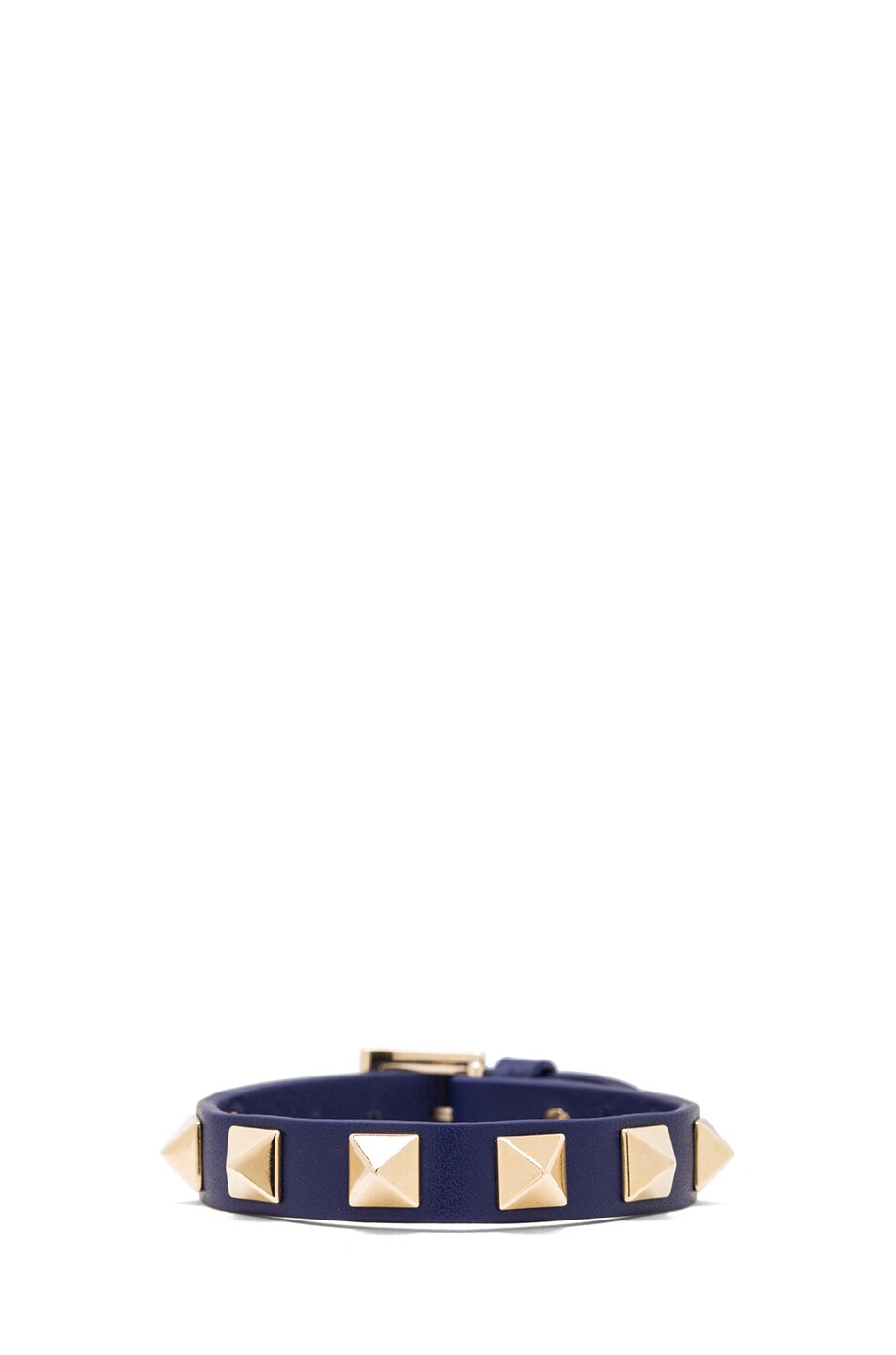Image 1 of Valentino Garavani Small Rockstud Calfskin Bracelet in Blue China