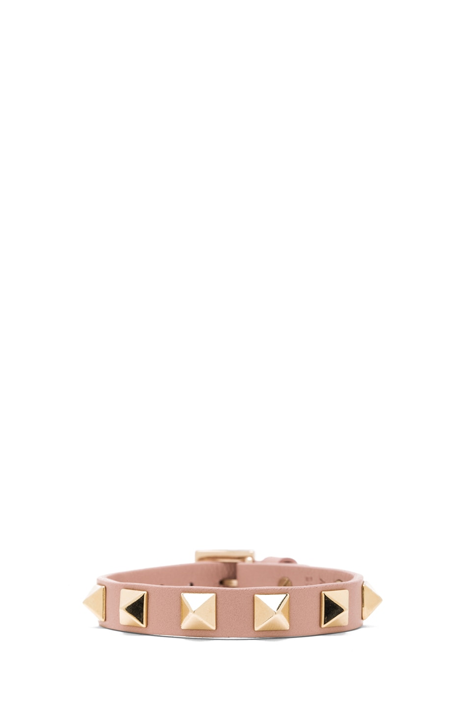 Image 1 of Valentino Garavani Small Rockstud Calfskin Bracelet in Waxy Rose