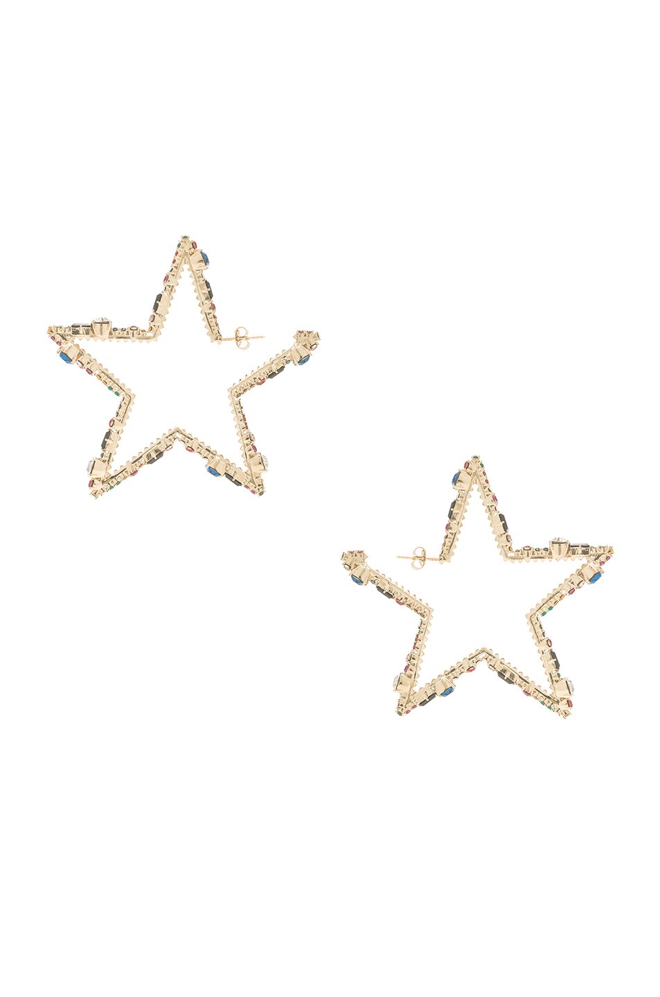 Image 1 of Valentino Garavani Crystal Embellished V Shine Star Hoop Earrings in Gold & Multicolor