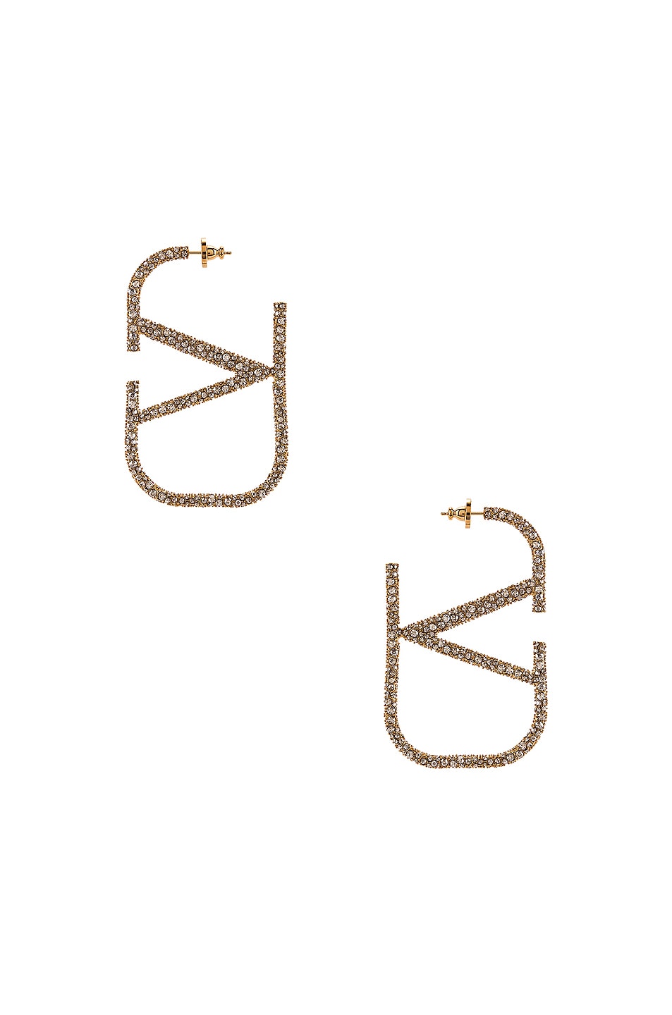 Image 1 of Valentino Garavani VLogo Earrings in Gold & Crystal Silver