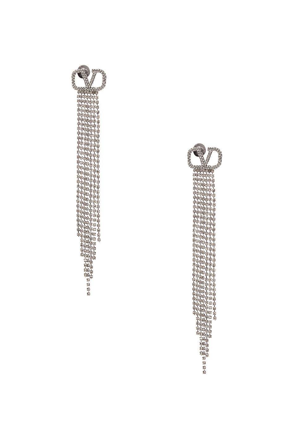 Image 1 of Valentino Garavani Pendant Earrings in Ruthenium & Black Diamond