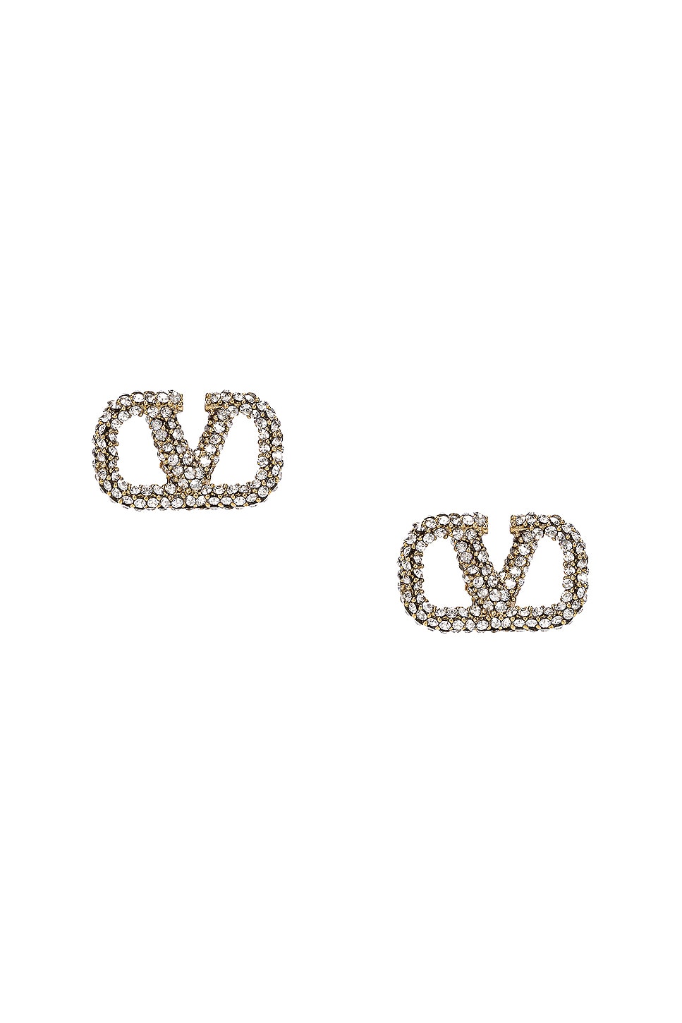 Image 1 of Valentino Garavani V Logo Signature Strass Earrings in Oro & Crystal