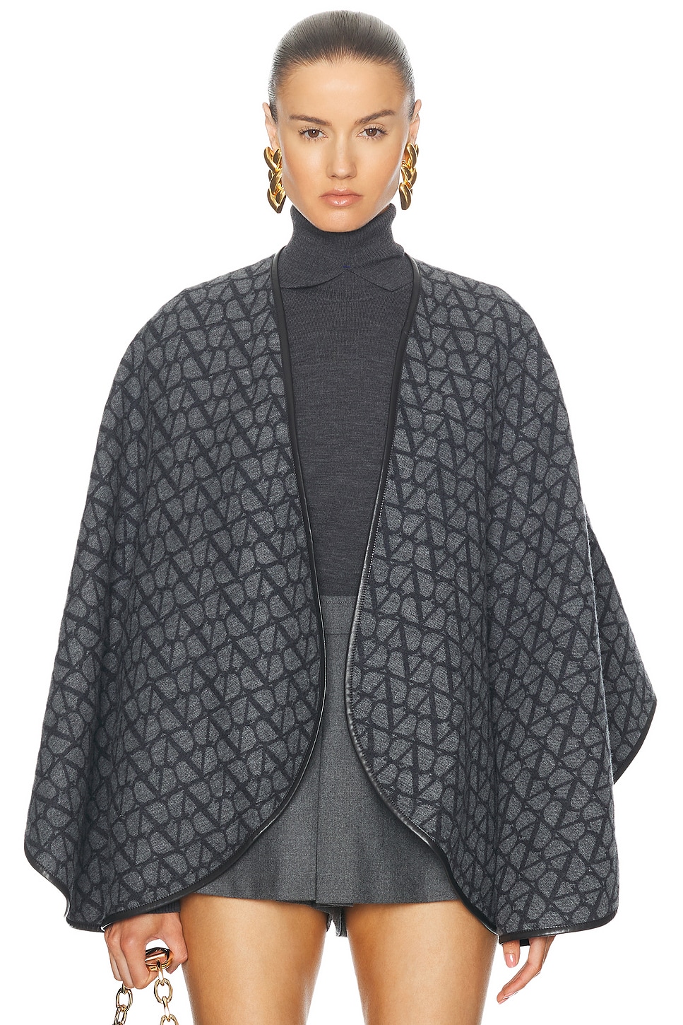 Image 1 of Valentino Garavani Toile Iconographe Poncho in Grigio