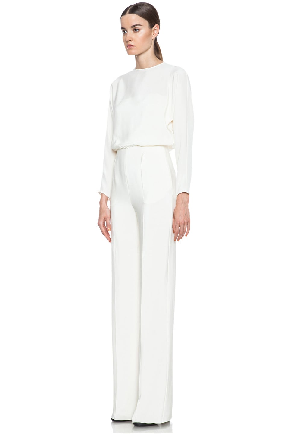 Valentino Open Back Silk Jumpsuit in Ivory | FWRD