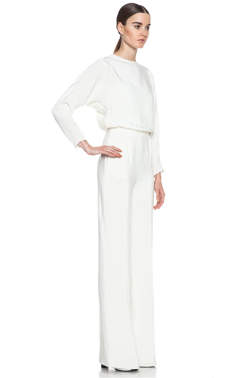 Valentino Open Back Silk Jumpsuit in Ivory | FWRD