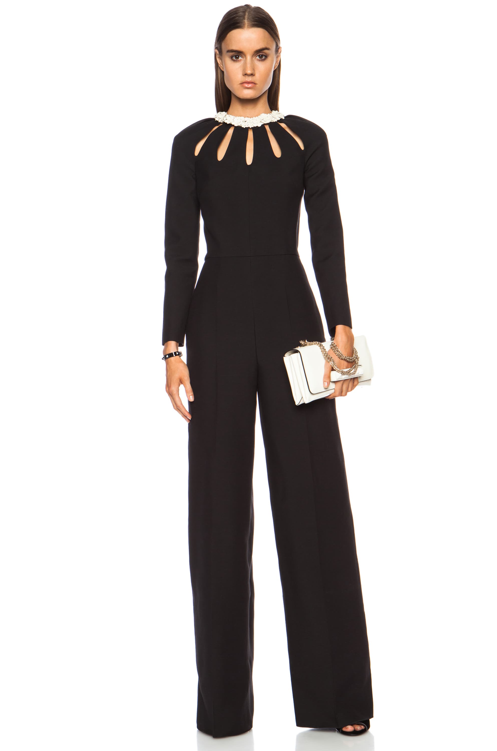 Image 1 of Valentino Garavani Crepe Couture Cutout Wool-Blend Jumpsuit in Black