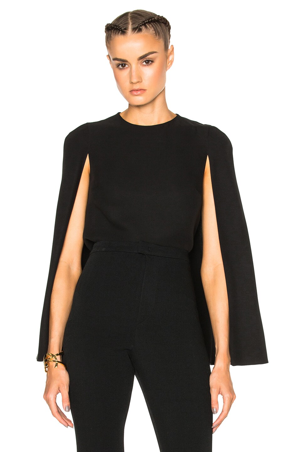 Image 1 of Valentino Garavani Cady Top with Cape Detail in Black