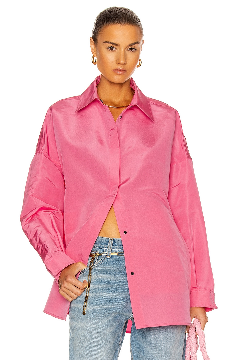 Image 1 of Valentino Button Up Blouse in Fuchsia