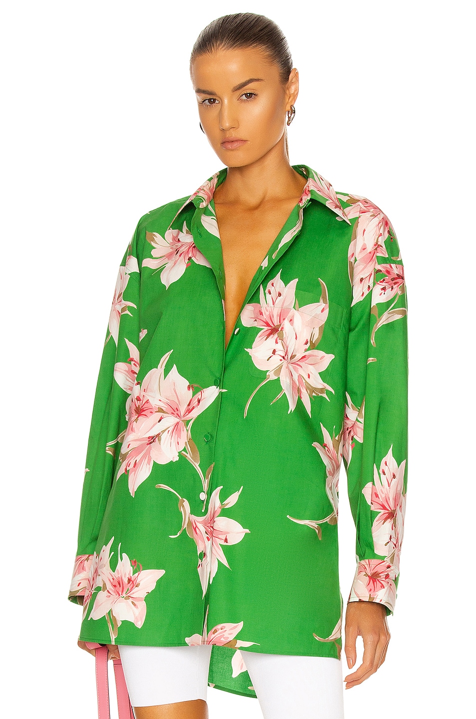 Image 1 of Valentino Button Up Blouse in Multicolor Green