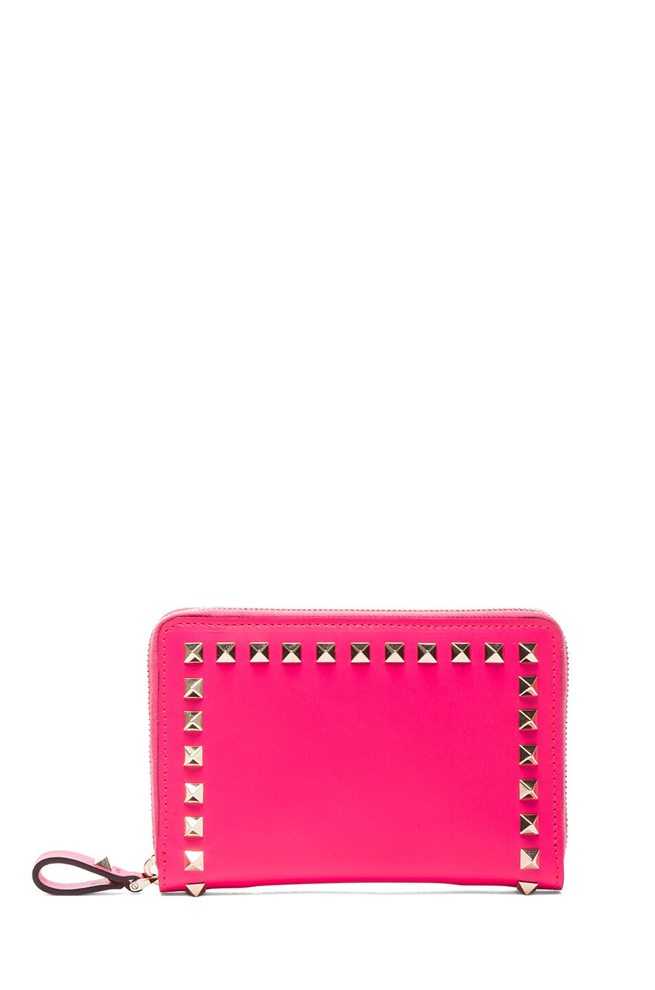 Image 1 of Valentino Garavani Rockstud French Wallet in Fluo Pink