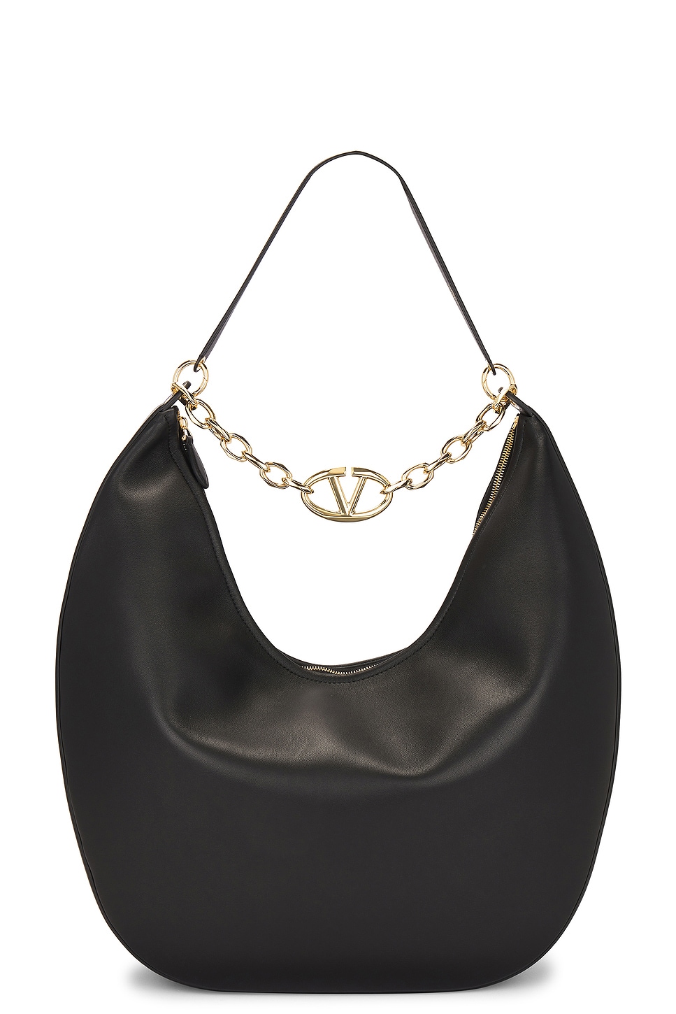 Shop Valentino Large V Logo Moon Hobo Bag In Nero