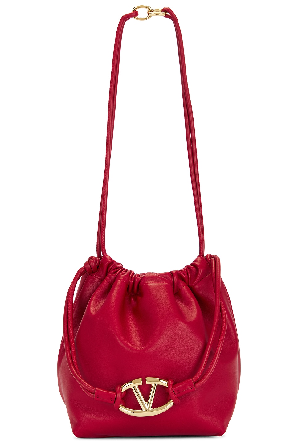 Shop Valentino Medium V Logo Drawstring Bag In Rosso