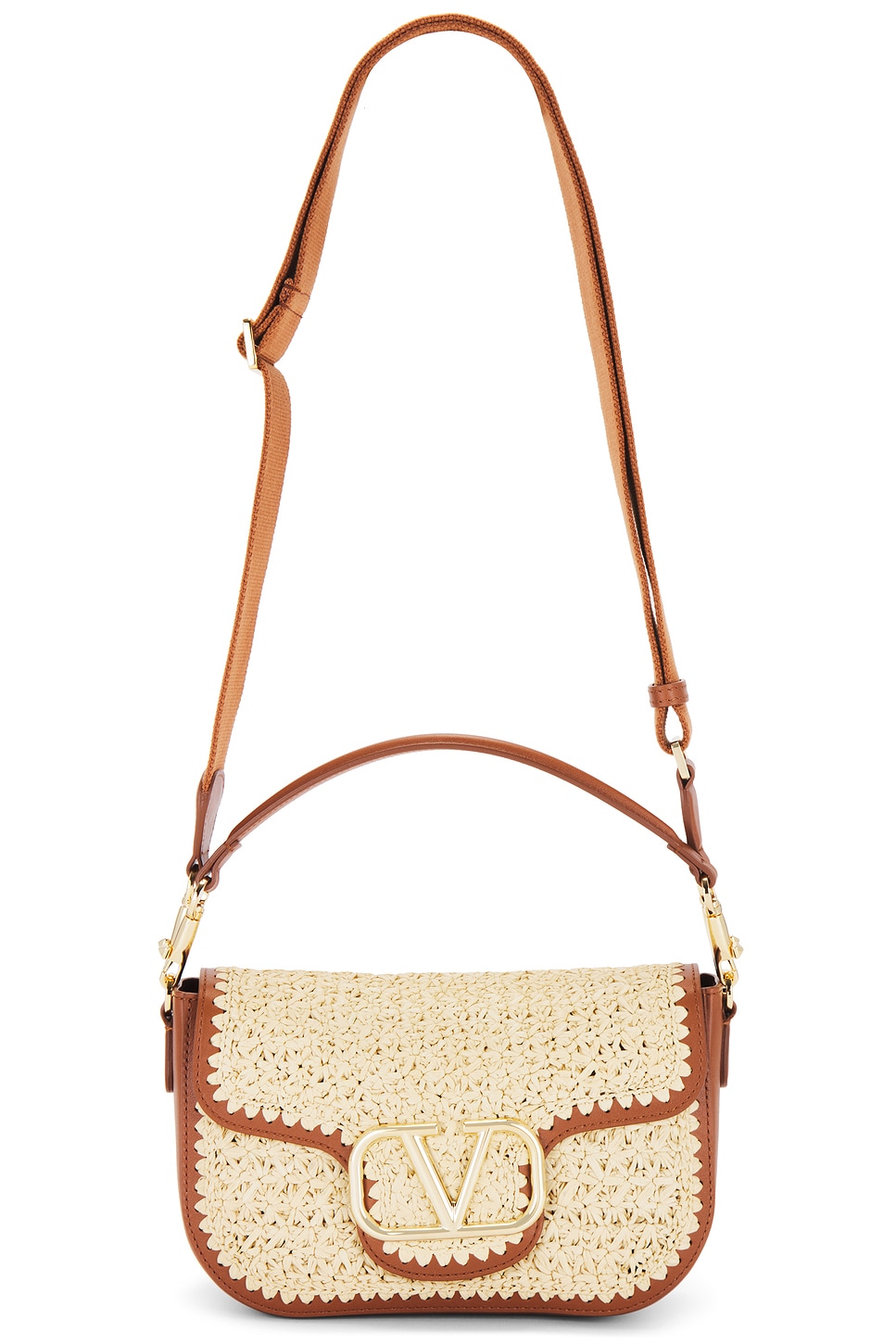 Shop Valentino All Time Shoulder Bag In Naturale & Selleria