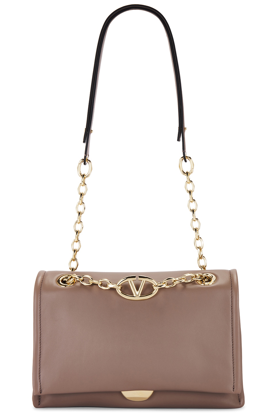 Shop Valentino V Logo Chain Small Shoulder Bag In Clay