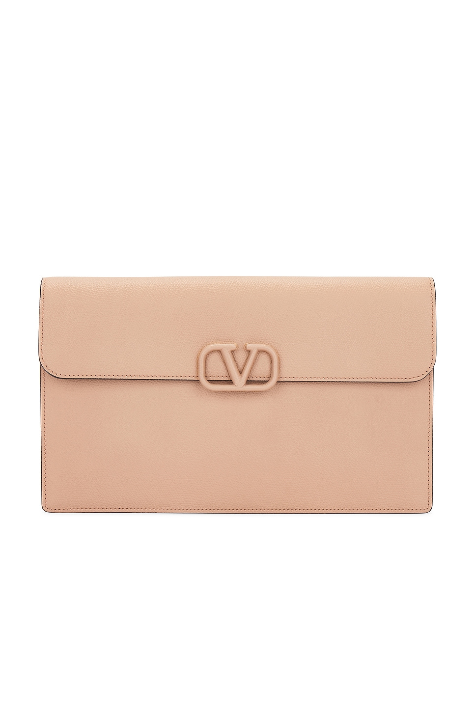 Shop Valentino V Logo Signature Large Flat Pouch In Rose Cannelle