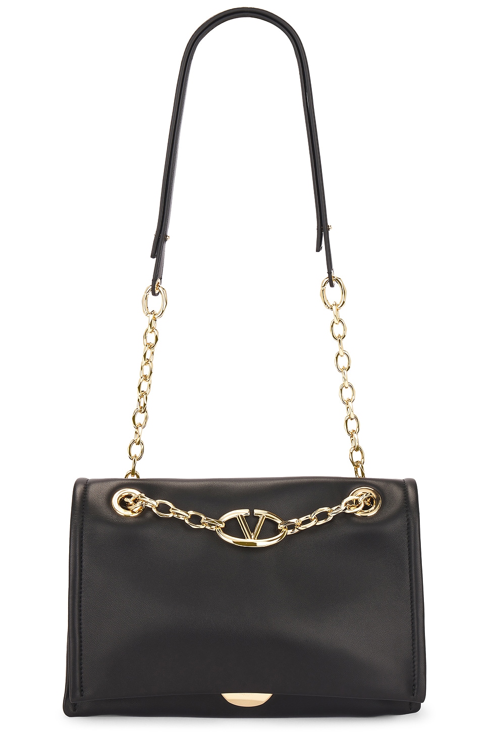 Shop Valentino V Logo Chain Small Shoulder Bag In Nero