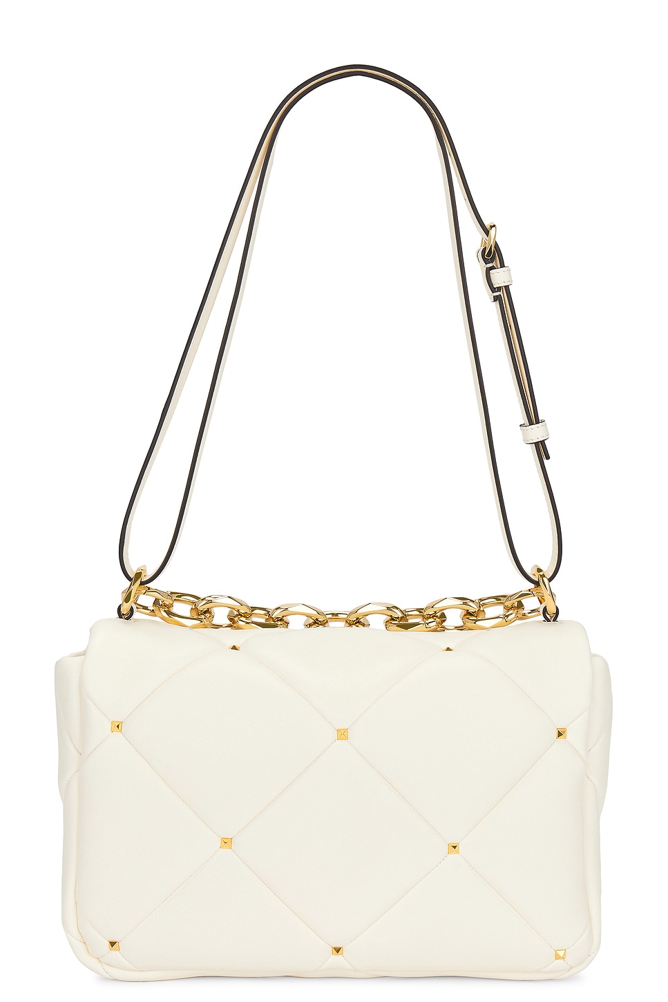 Shop Valentino Roman Stud Shoulder Bag In Ivory