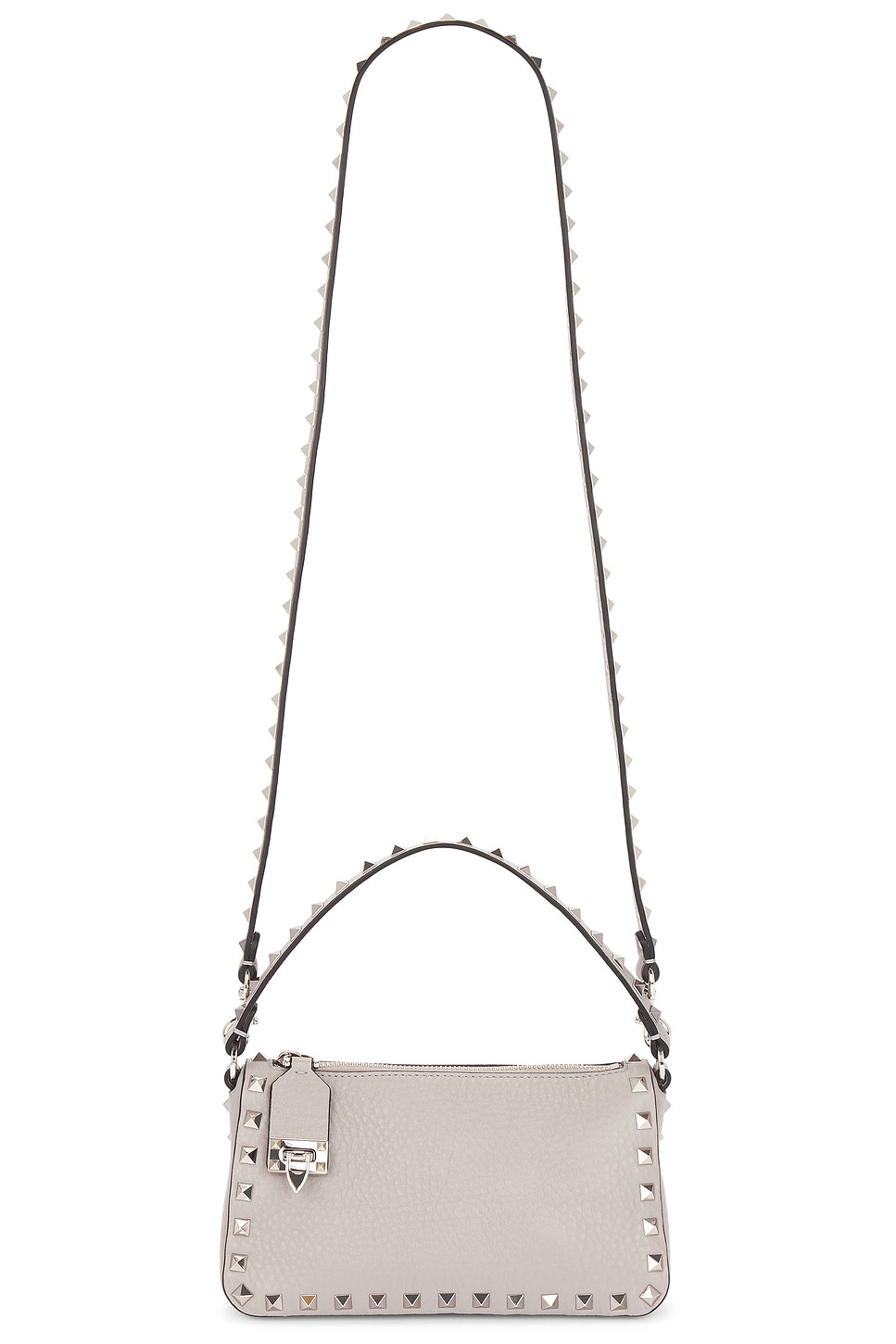 Valentino Garavani Rockstud Small Shoulder Bag In Dove Grey