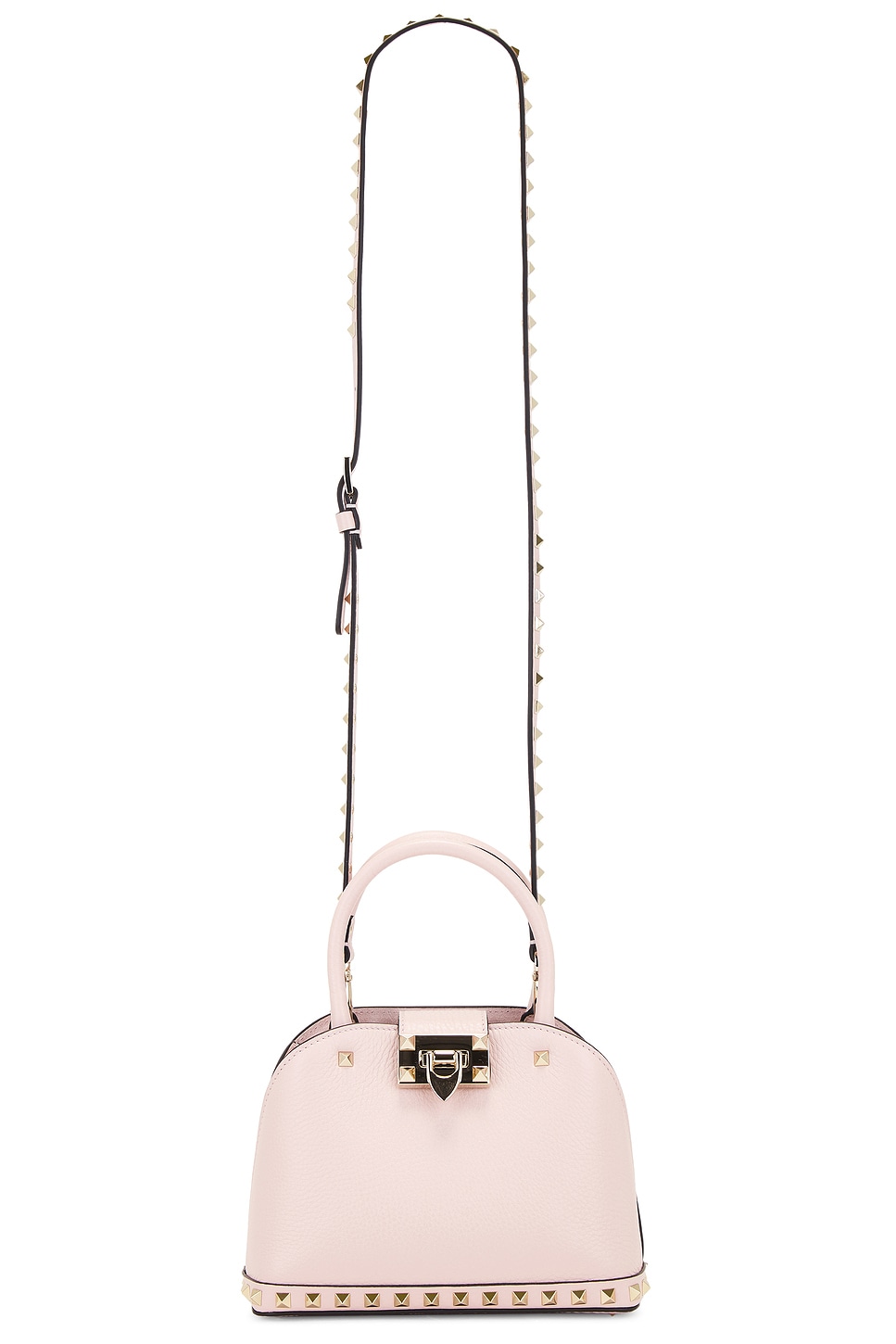 Shop Valentino Rockstud Small Double Handle Bag In Rose Quartz