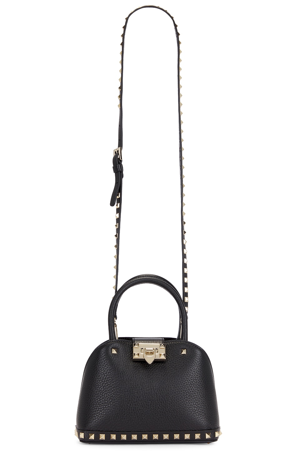 Valentino Garavani Rockstud Small Double Handle Bag In Nero