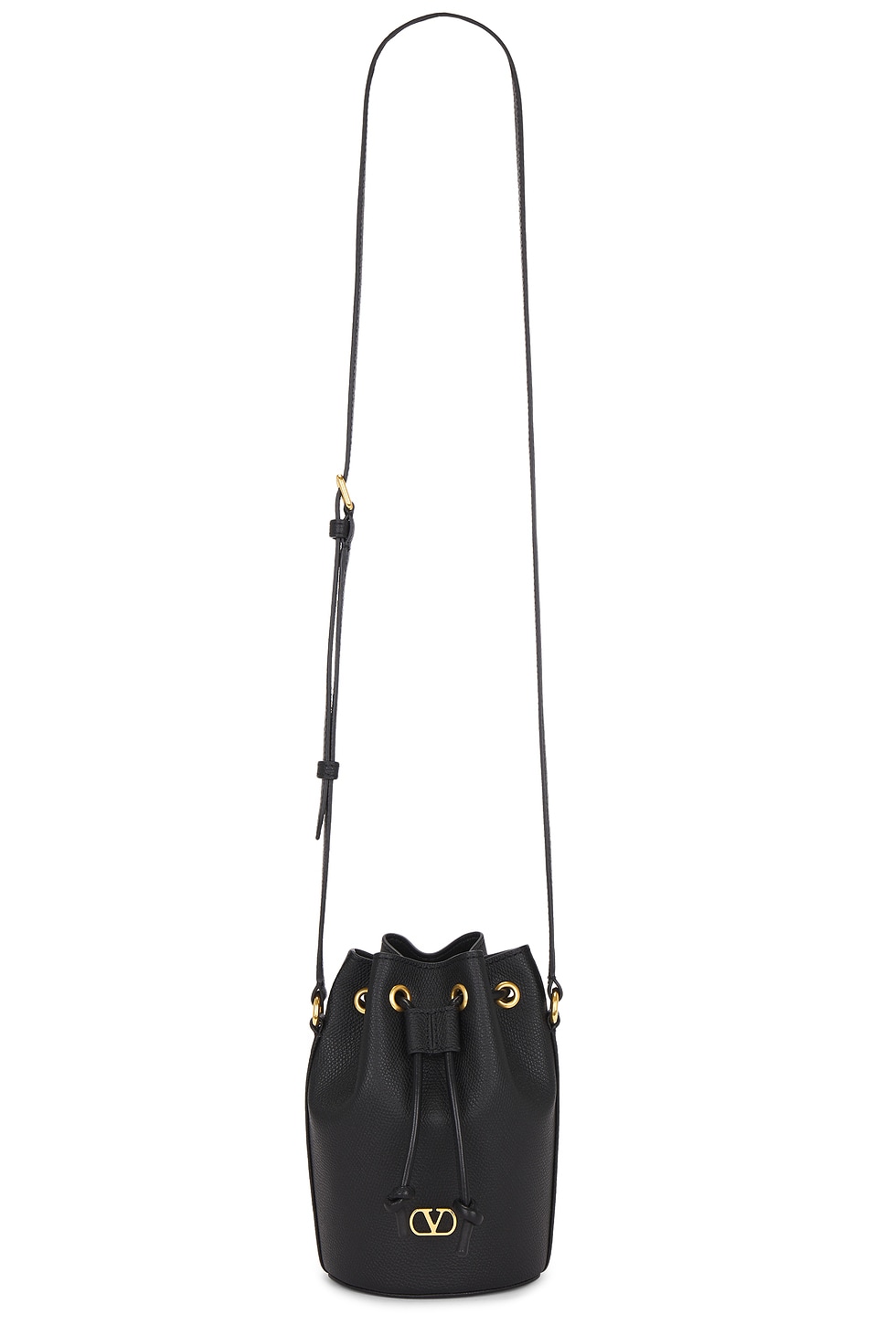 V Logo Signature Mini Drawstring Bag in Black