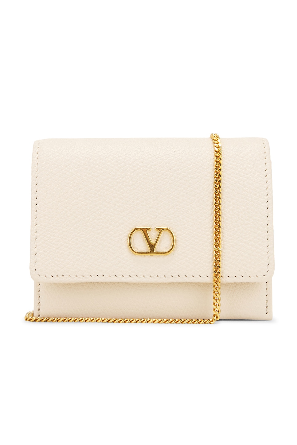 Valentino V Logo Signature Card Case In Light Ivory