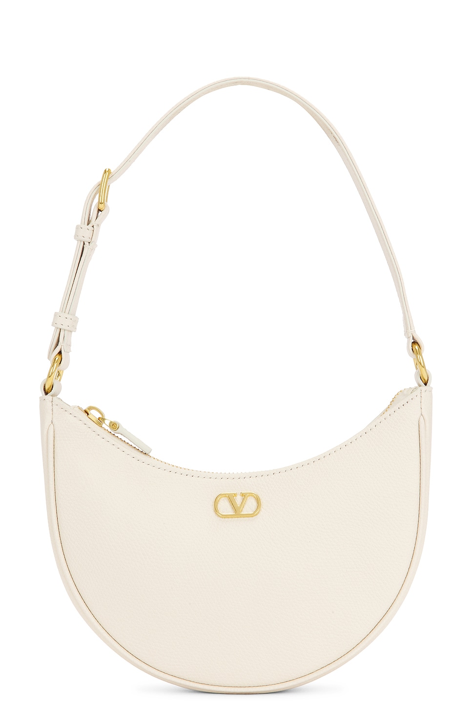 V Logo Signature Mini Hobo Bag in Ivory