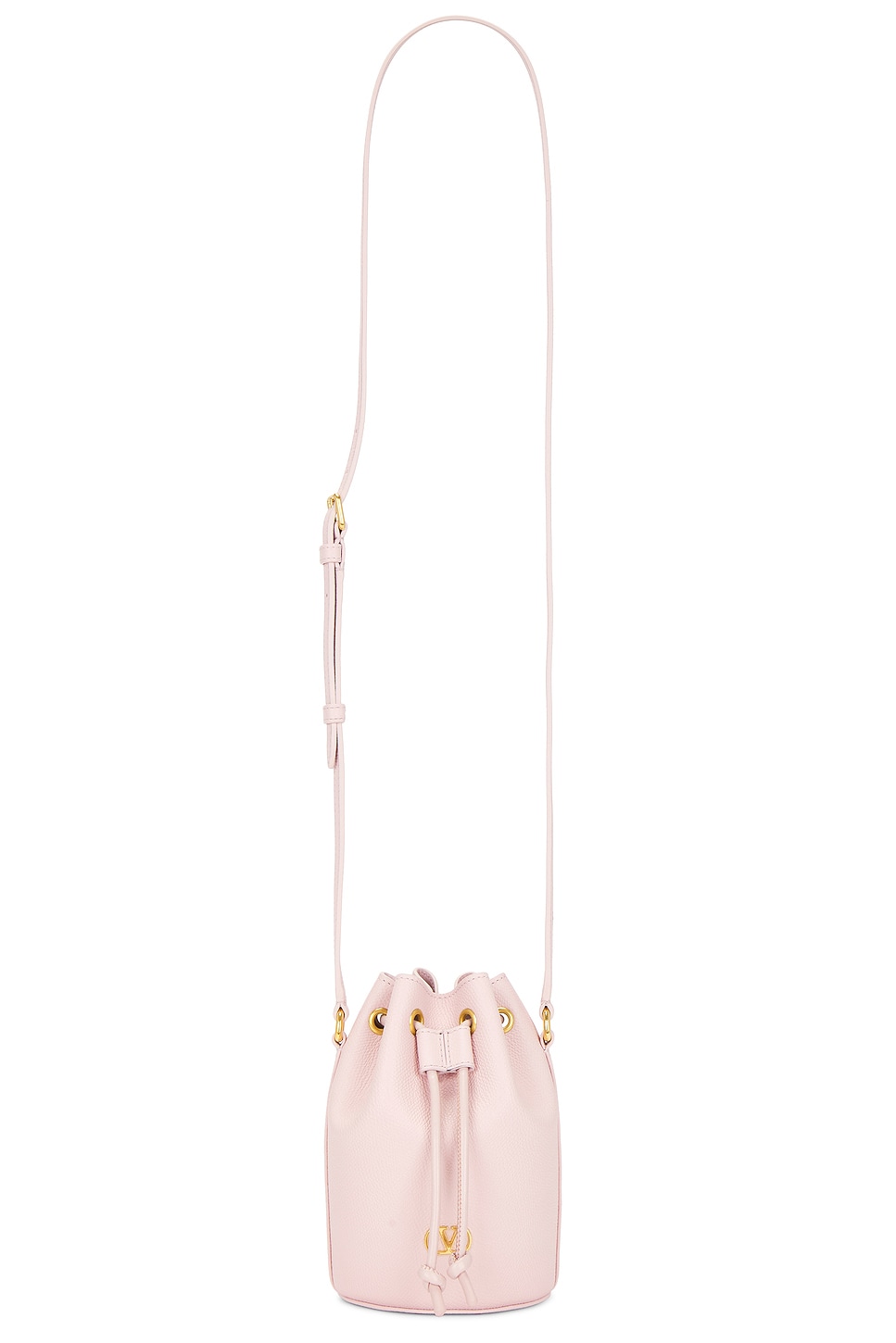 V Logo Signature Mini Drawstring Bag in Rose