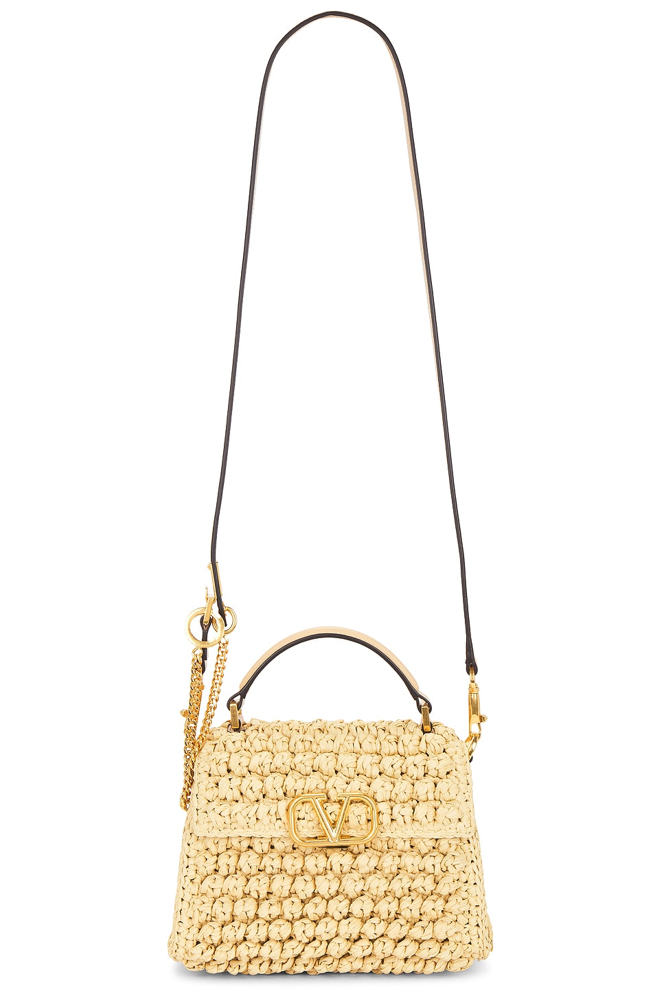 V Sling Mini Top Handle Bag in Neutral