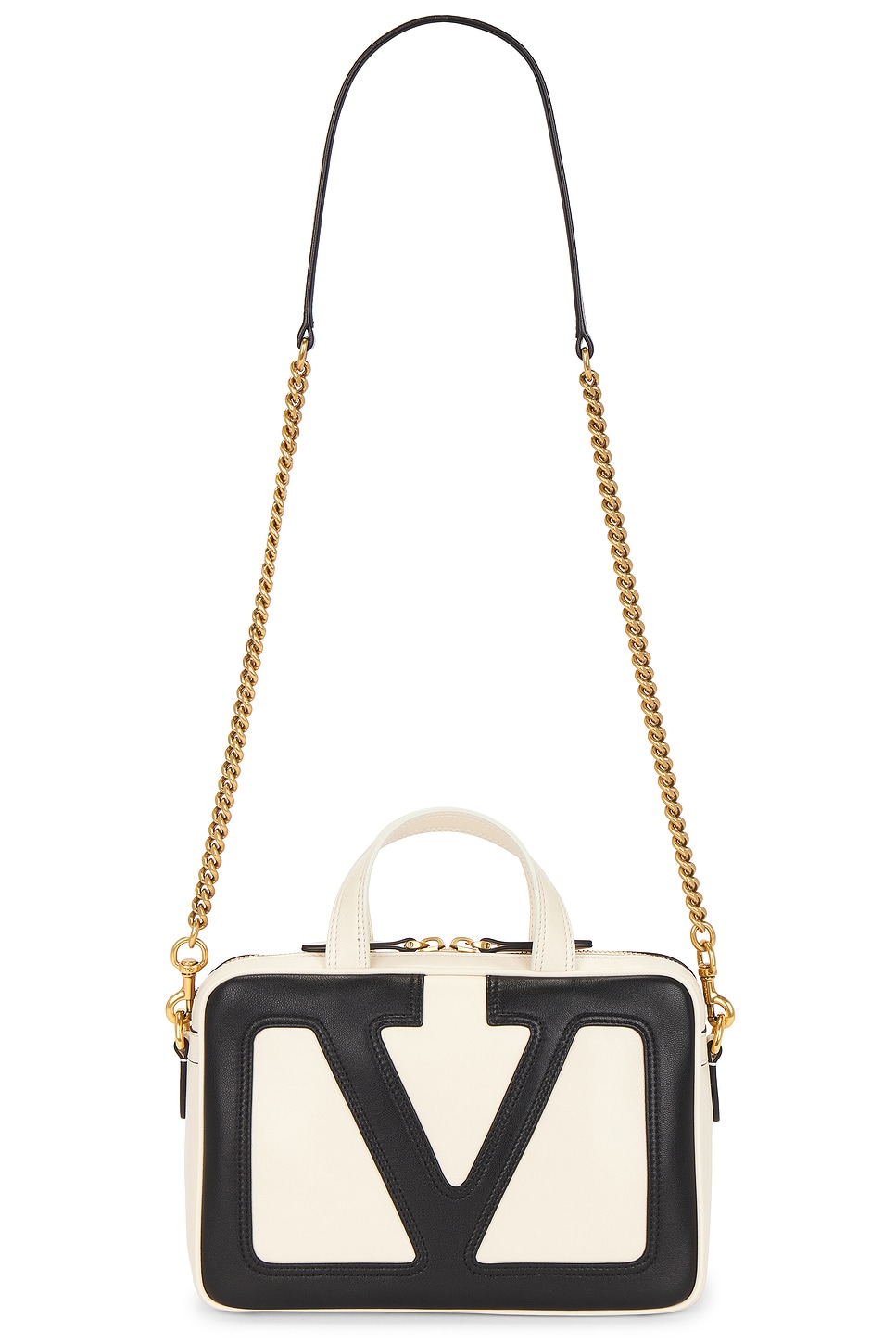 Valentino Viva Superstar Small Two-tone Leather Shoulder Bag In Butter White & Nero