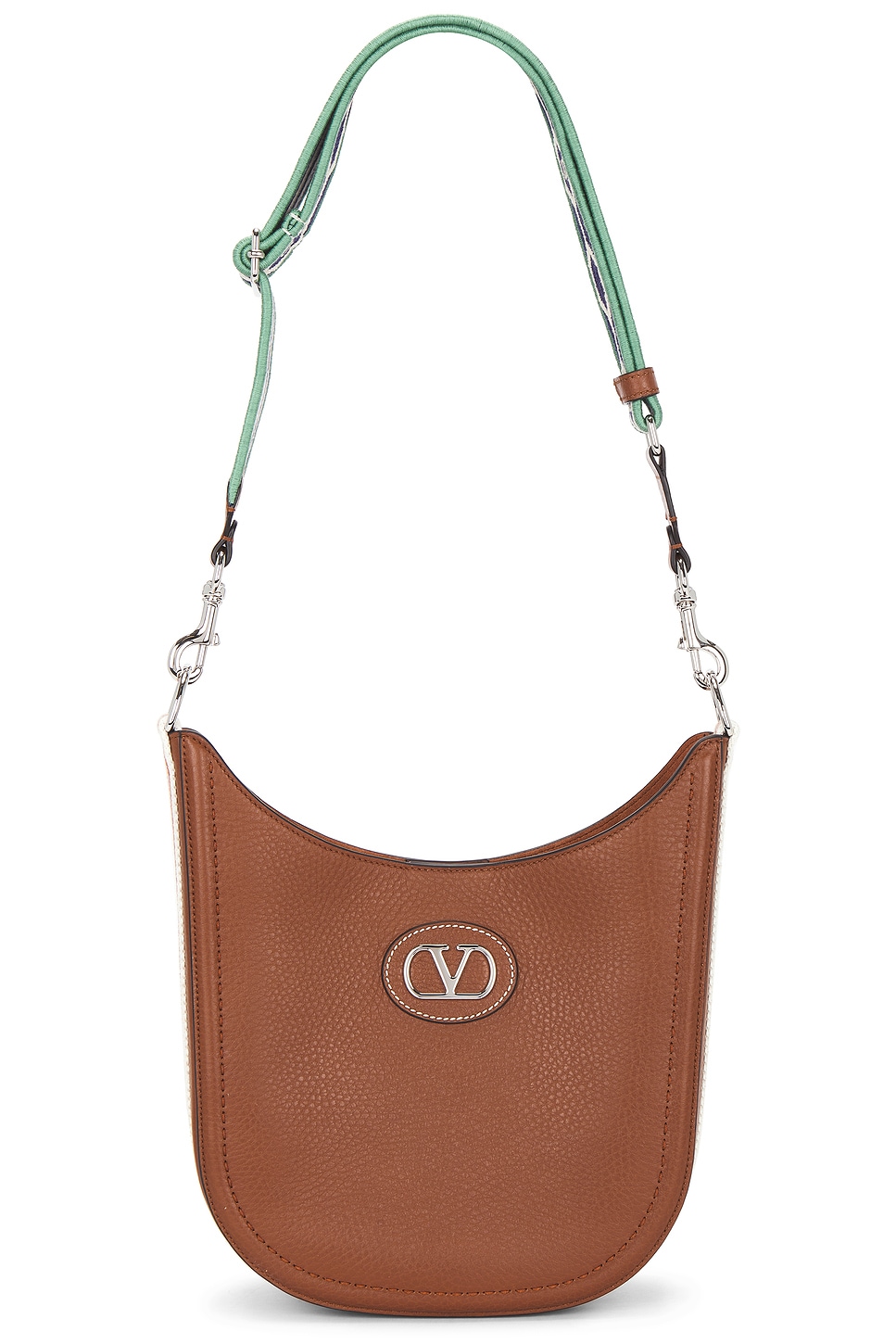 Valentino Antibes Medium Hobo Bag In Selleria Bianco Blue Ivory & Navy