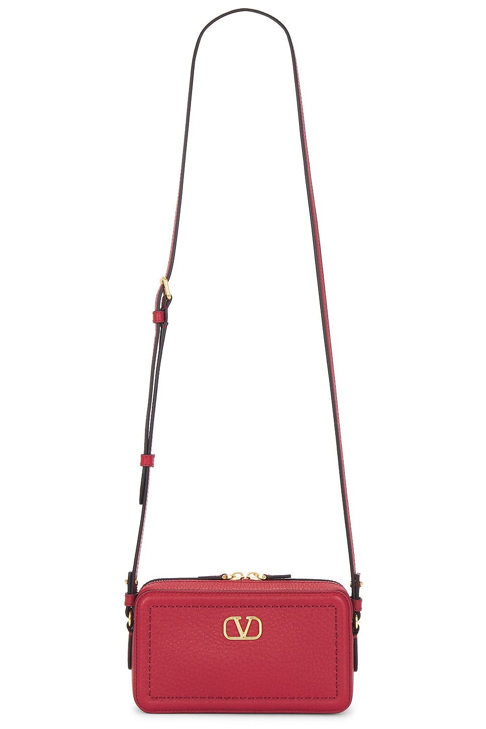 Valentino Garavani Alltime Leather Shoulder Bag With Vlogo Signature Detail In Rosso
