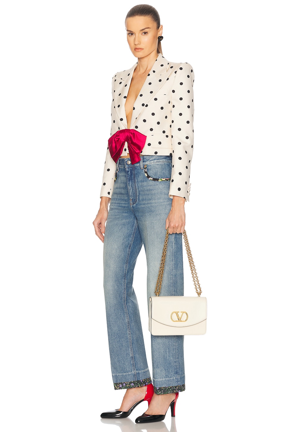 Valentino White Vain Shoulder Bag In Butter White