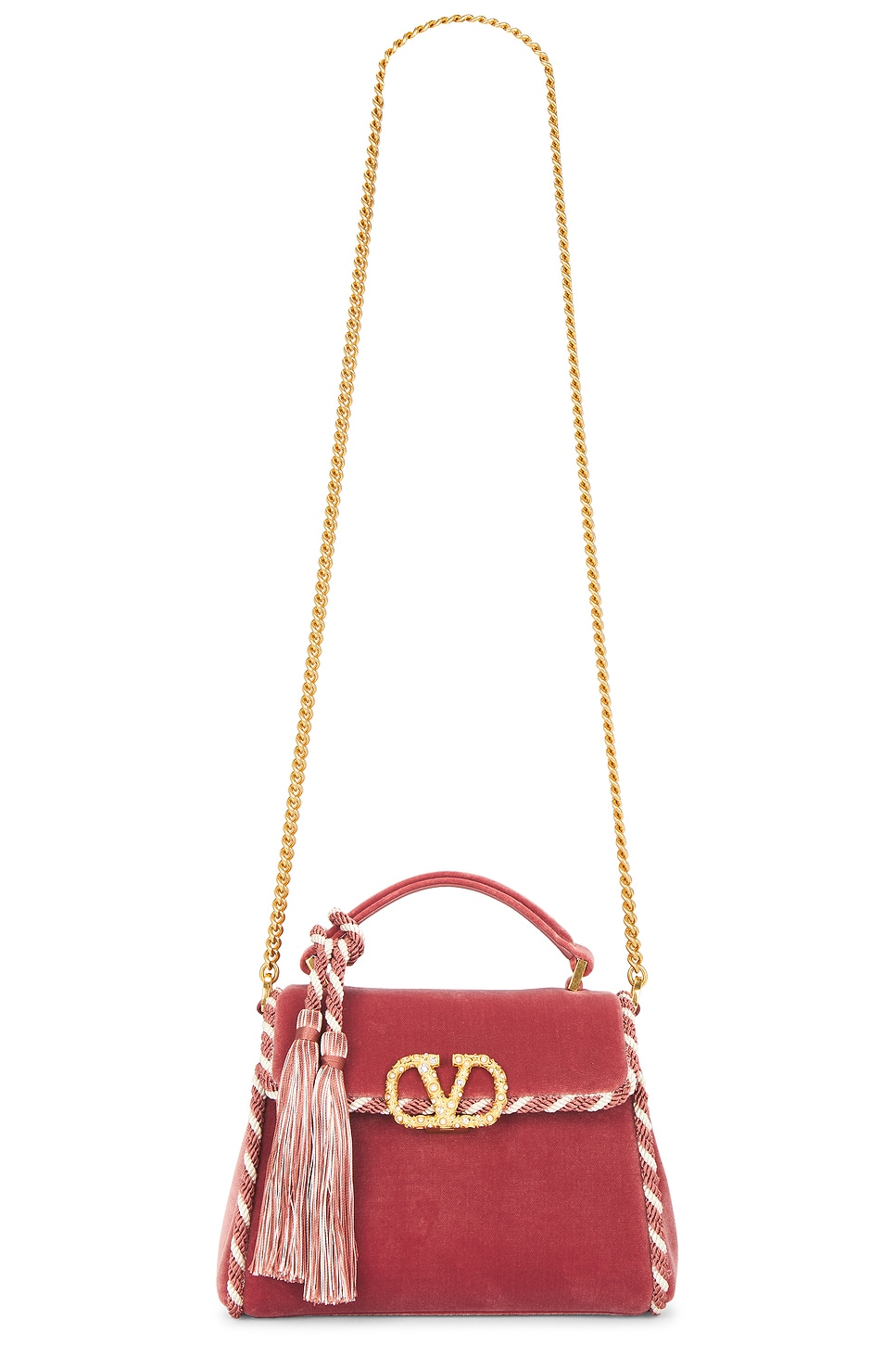 V Sling Mini Top Handle Bag in Pink