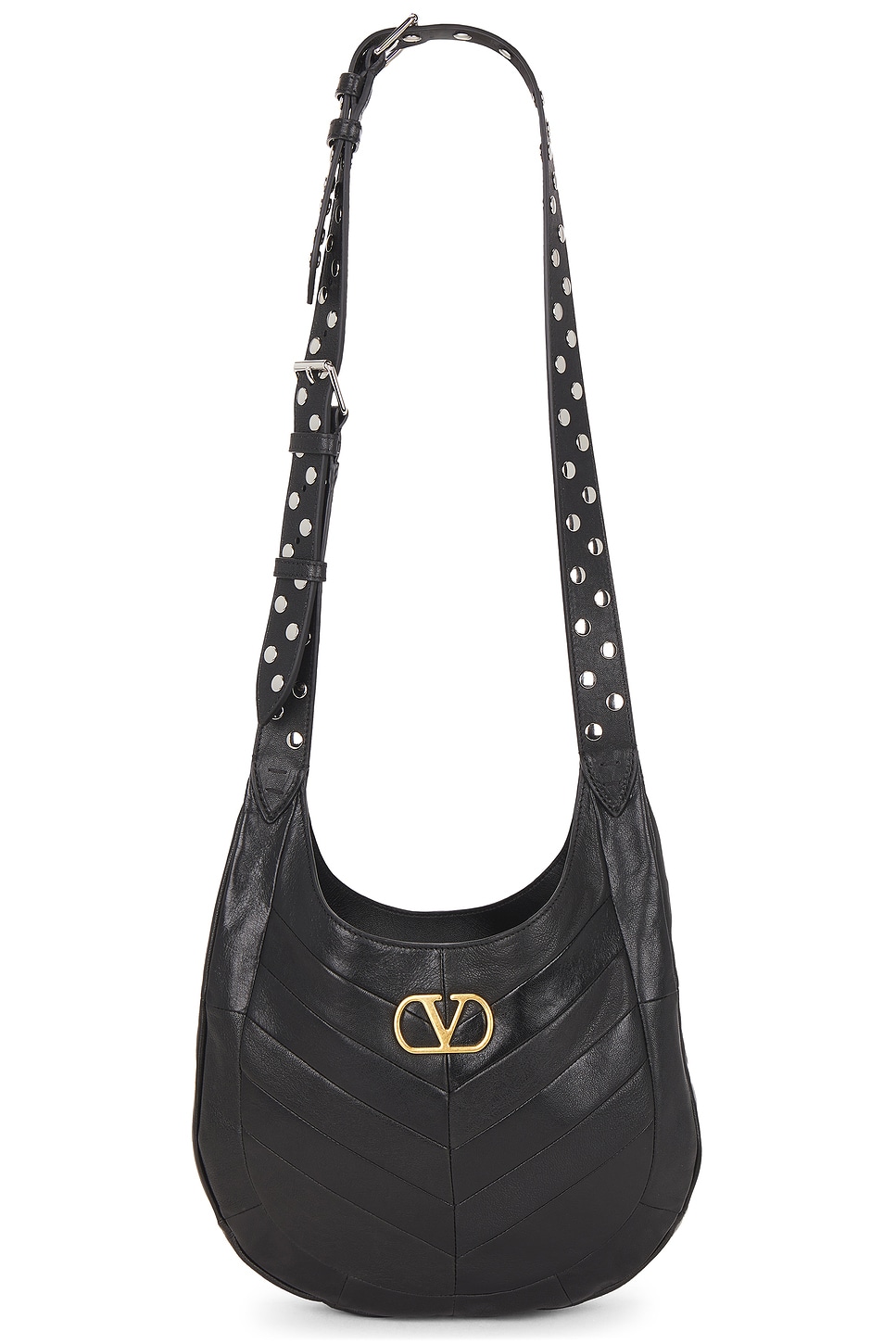 Valentino Leather Hobo Shoulder Bag In Black