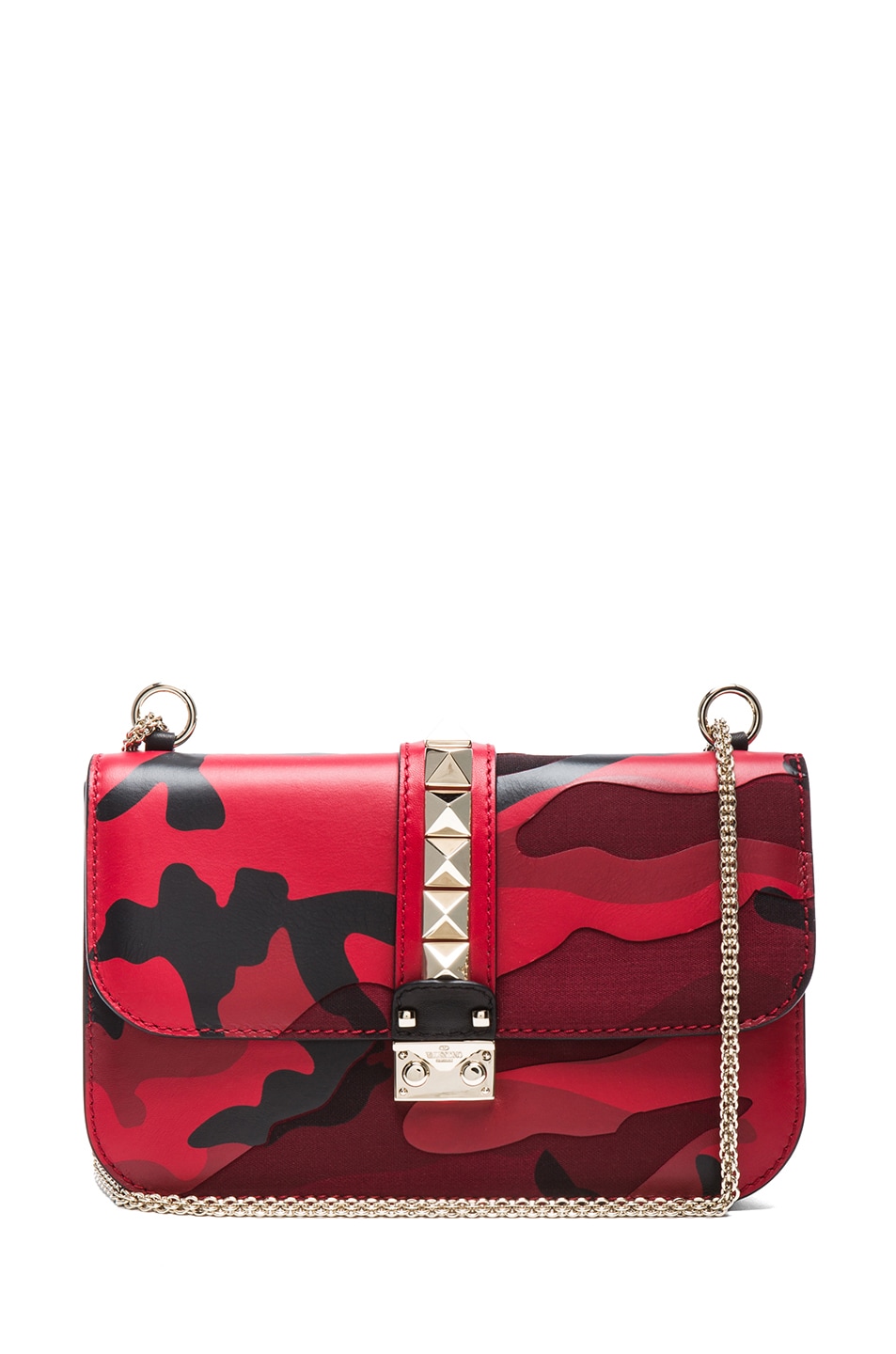 Image 1 of Valentino Garavani Camouflage Medium Lock Flap Bag in Red Camo